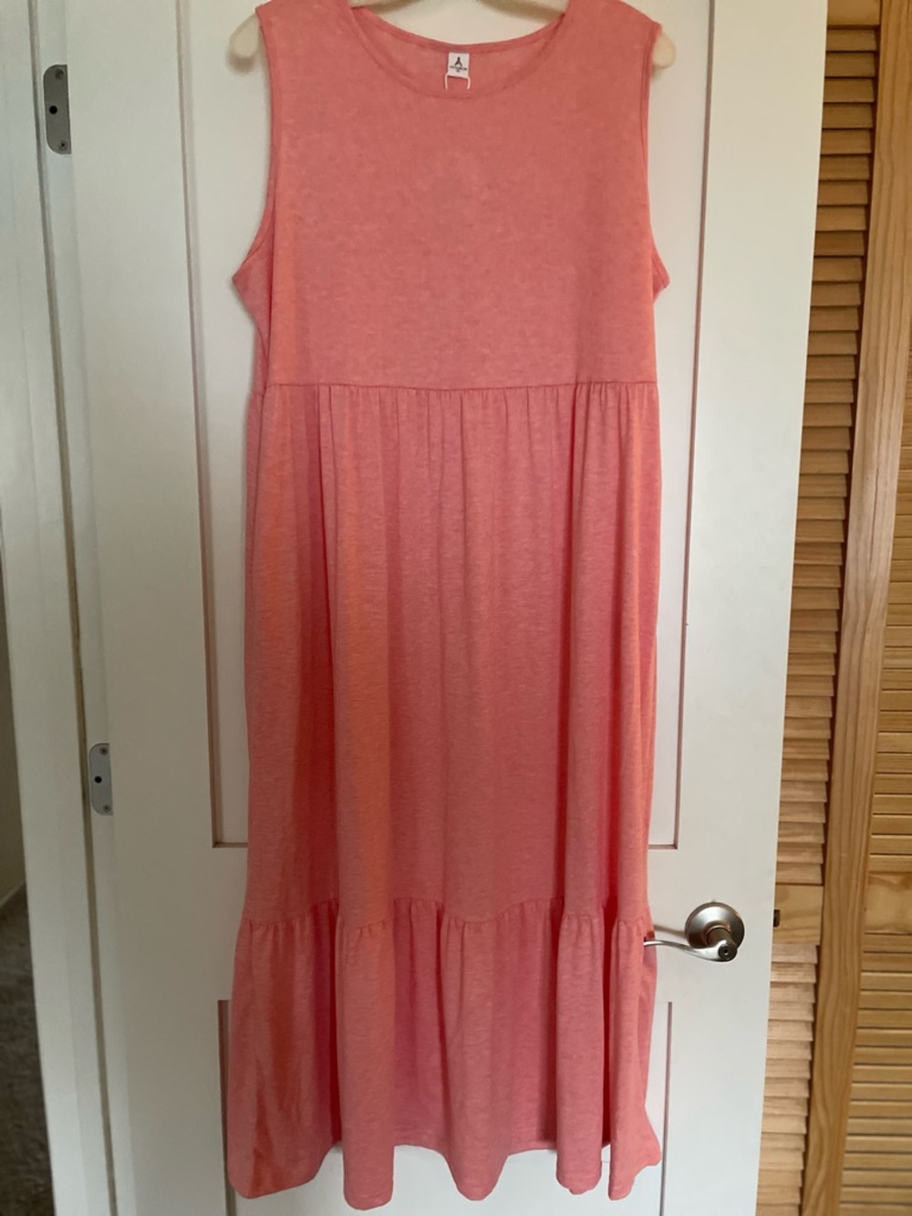 Sleeveless Coral Tiered Casual Dress